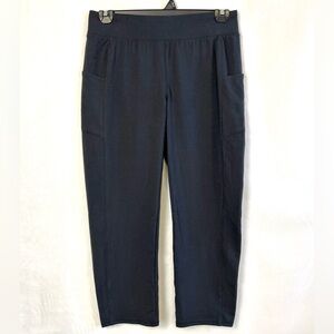 New QVC Denim & Co Active Slim Straight Black Ankle Pants / Petite Medium